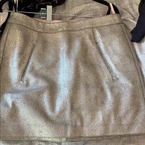 Silver metallic wool mini skirt